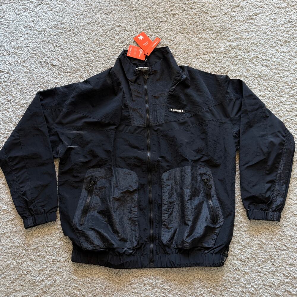Men's YoungLA(Rare) Crinkle light Jacket(MeshLined), XL, NWT, Black